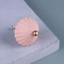 G Decor Belle Ombrelle Ceramic Door Knob In Soft Cream And Pastel Pink With Brass Finish, thumbnail 4 of 5