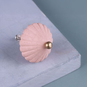 G Decor Belle Ombrelle Ceramic Door Knob In Soft Cream And Pastel Pink With Brass Finish, 4 of 5
