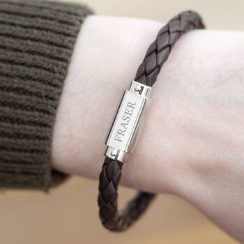 Personalised Luxury Men's Leather Bracelet, 8 of 12