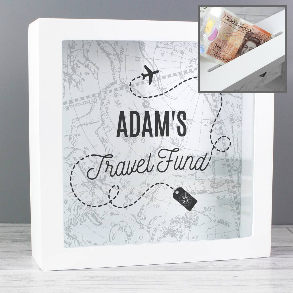 Personalised Travel Adventure Fund Money Box By Uniqueful