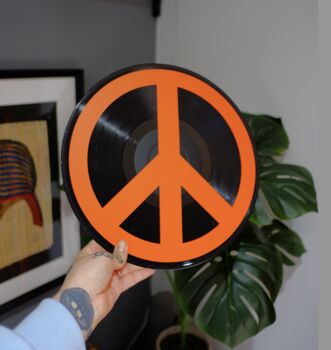Peace Sign Upcycled 12' Lp Vinyl Record Decor, 3 of 7