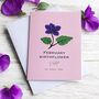 February Birth Flower Violet Greeting Card, thumbnail 2 of 2