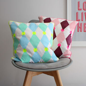 Bright Harlequin Screen Printed Cushion, 11 of 11