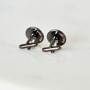 Secret Message Gunmetal And Real Leather Cufflinks, 4 of 8