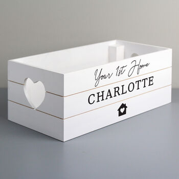 Personalised Home White Wooden Crate Organiser, 3 of 4