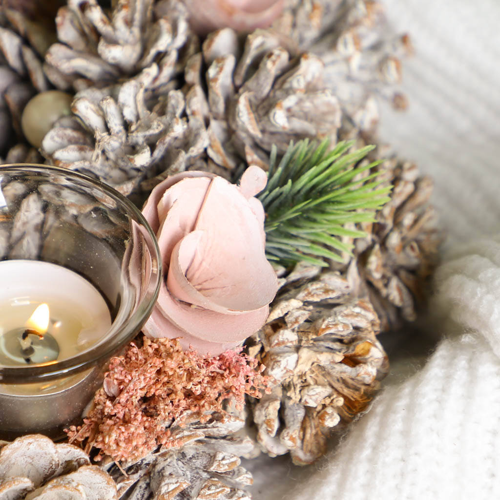 Pink Christmas Candle Holder Table Centrepiece By Dibor