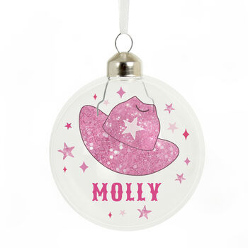 Personalised Cowgirl Hat Christmas Bauble, 4 of 4