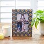6x4″ Neela Blue And Gold Patterned Photo Frame, thumbnail 3 of 5
