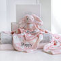 Personalised Bunny Hearts Comforter And Blanket Set, thumbnail 8 of 9