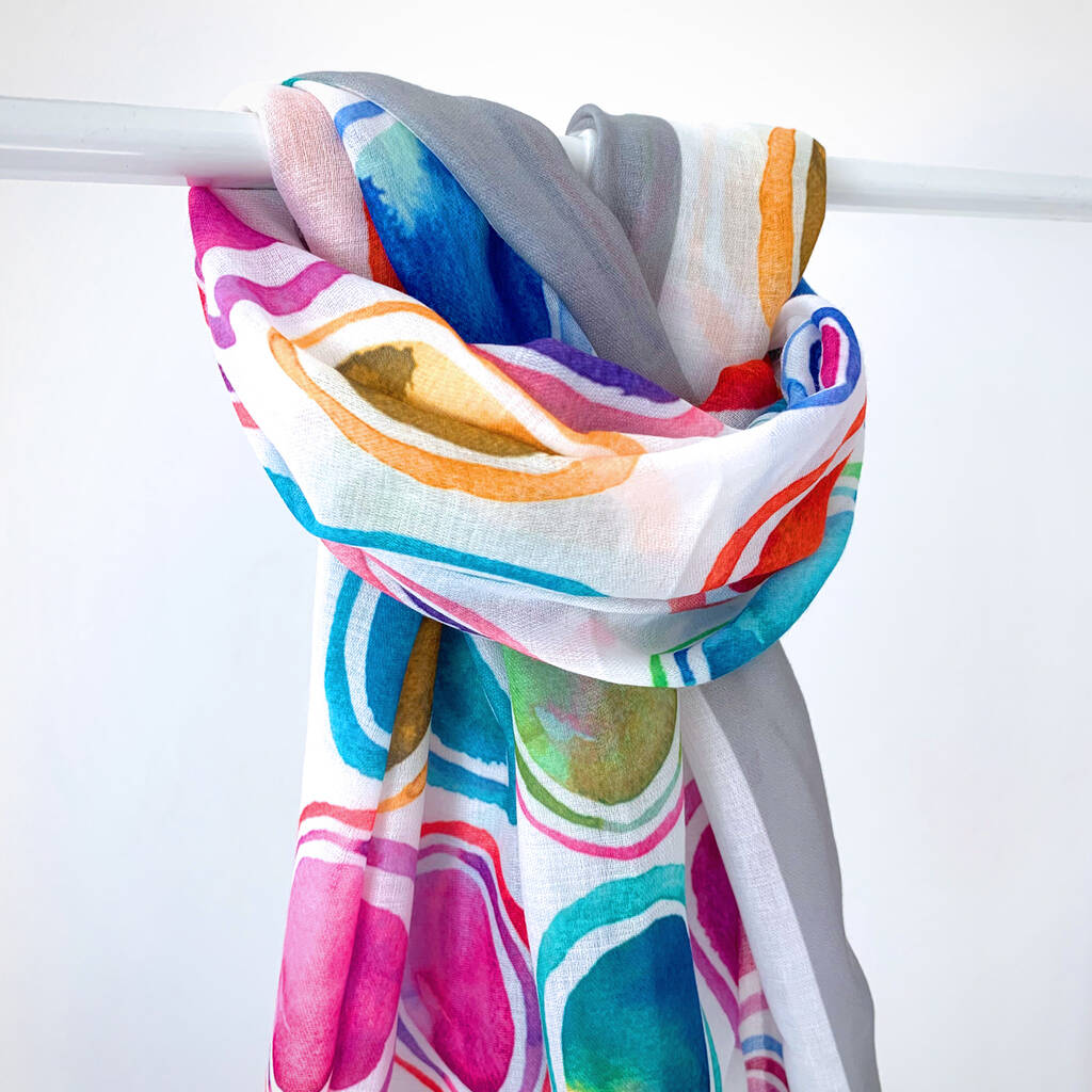 Colourful Art Print Scarf By Hayley & Co