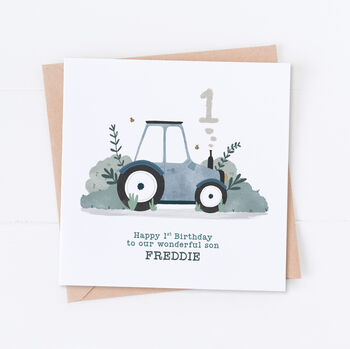 Personalised Tractor Birthday Card Pink, 5 of 6