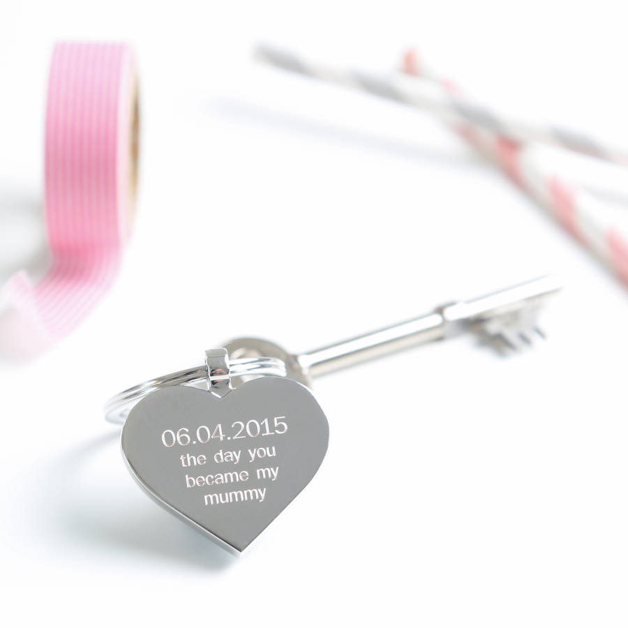 Personalised Day You Became My Mummy Heart Keyring, 1 of 5