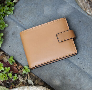 Men's Luxury Tan Leather Wallet Notecase Design Rfid Safe Personalised, 3 of 6