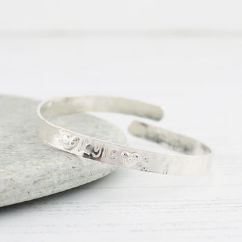 Sterling Silver Personalised Christening Bangle, 6 of 8
