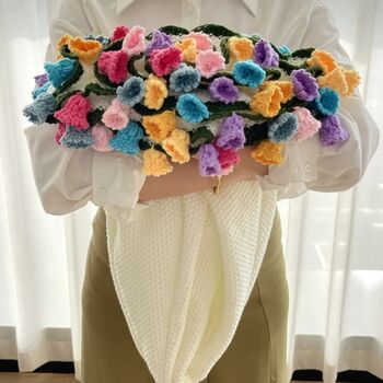 Colourful Handmade Crochet Flower Bouquet Throw Blanket, 7 of 9