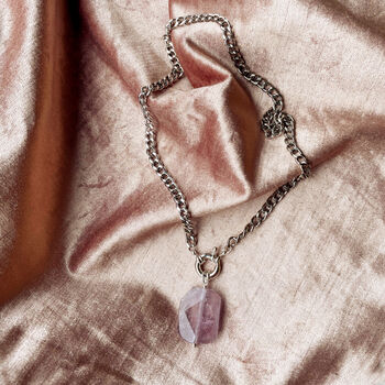 Amethyst Crystal And Chunky Curb Chain Necklace, 4 of 12