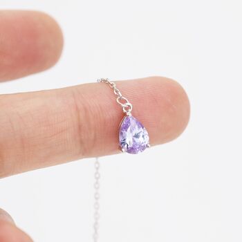 Sterling Silver Alexandrite Purple Blue Droplet Cz Threader Earrings, 3 of 12