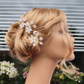 Pearl Flower Bridal Hair Pins Set Of Two, 2 of 12
