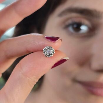 Pink Tourmaline October Marigold Silver Stud Earrings, 2 of 5