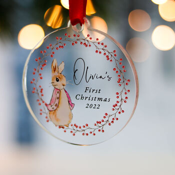 Personalised Baby Girls First Christmas Tree Decoration, 5 of 8