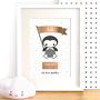 Personalised Penguin Nursery Print With Rose Gold Foil, thumbnail 1 of 5