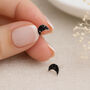 Sterling Silver Black Crystal Moon Stud Earrings: Gothic Halloween Gift – 5mm, thumbnail 1 of 4