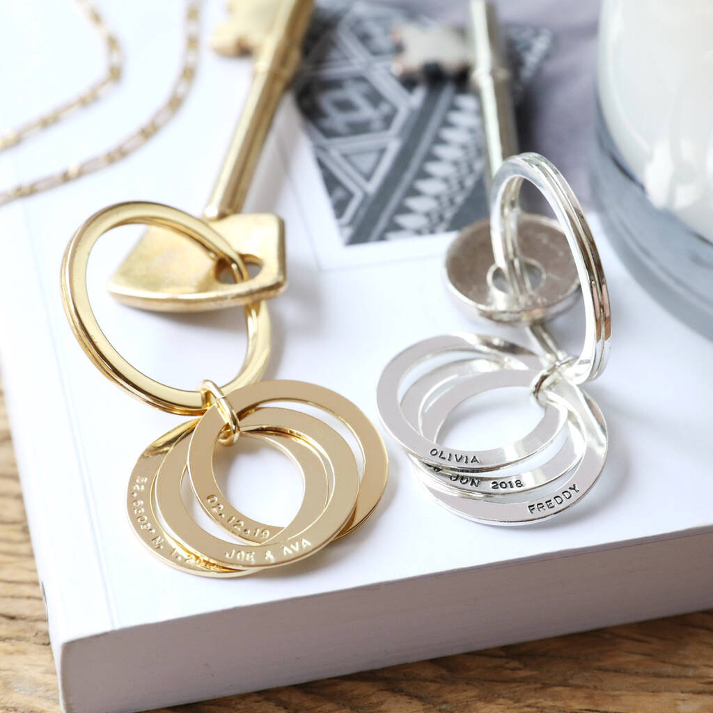 Image of Personalised Interlocking Russian Ring Keyring