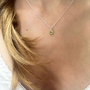 Peridot Round Drop Necklace, 2 of 4