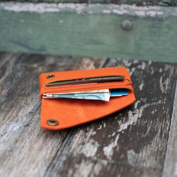 Personalised Orange Leather Wallet, 5 of 8