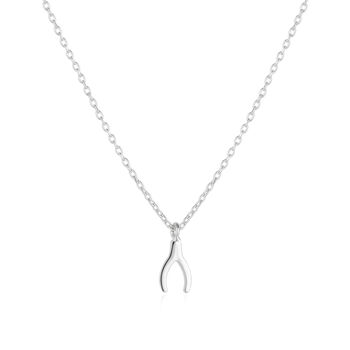 Sterling Silver Mini Wishbone Necklace, 3 of 4