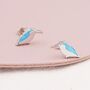 Sterling Silver Opal Kingfisher Bird Stud Earrings, thumbnail 1 of 11