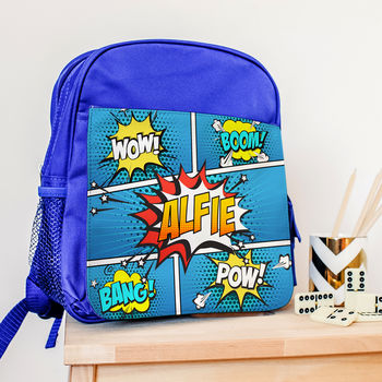 Personalised Blue Comic Style Fabric Pencil Case, 3 of 9