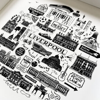 Liverpool Black And White Framed Mini Print, 2 of 7