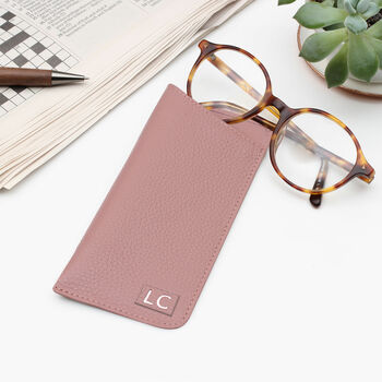 Personalised Luxury Leather Initial Patch Glasses Case, 2 of 7
