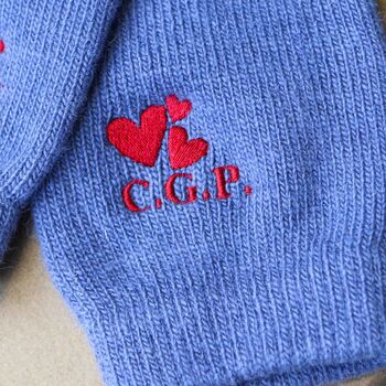 Personalised Hearts Cashmere Wool Warm Winter Gloves, 4 of 10