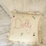 Ditsy Floral Hand Embroidered Cushion Add Your Name, thumbnail 6 of 9