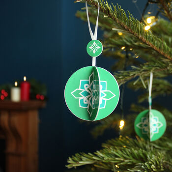 Christmas Green Paper Bauble Kit Set Of Six, 4 of 4