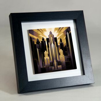 Urban Horizons Art Deco Three Framed Ceramic Art Tile, 6 of 10