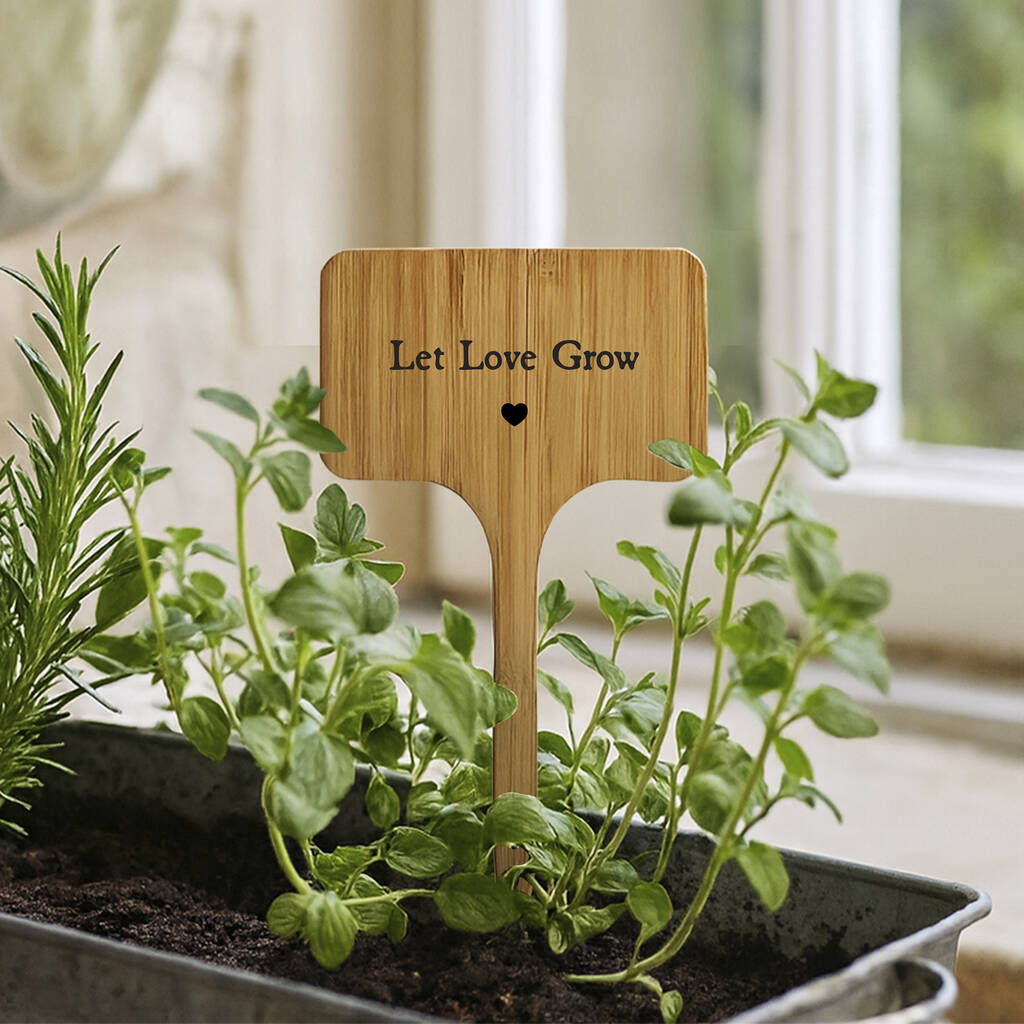 Wooden Plant Marker | Let Love Grow | Inspirational Garden Accessory | Plant Sign | Home Decor | Thoughtful Gift For Gardener, 1 of 2