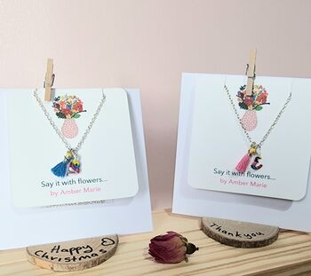 Hand Painted Mini Floral Initial Letter Pendant Gift With Stand, 3 of 12