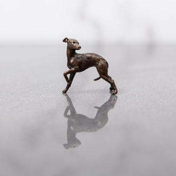 Miniature Bronze Whippet Sculpture 8th Anniversary Gift, 5 of 11