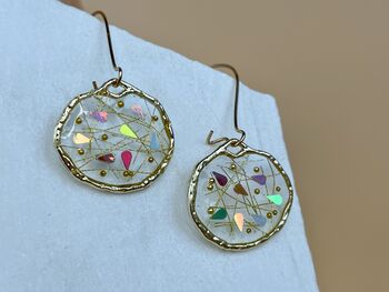 Disco Sparkly Drop Earrings Hand Made, 5 of 10
