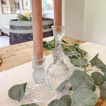 Pressed Glass Candlestick Two Sizes, 2 of 9