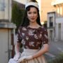 Cindy Blouse Brown Floral Vintage 1940s Style, thumbnail 1 of 3