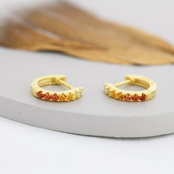 Sterling Silver Garnet Red Ombre Cz Huggie Hoops, 6 of 12