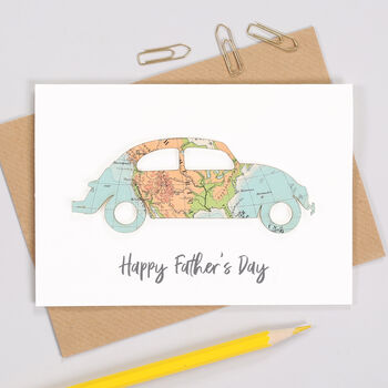 Personalised Fathers Day Map Beetle Car Card, 4 of 5