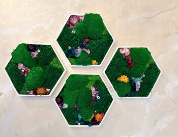 Hexagonal Moss Wall Art, Honeycomb Moss Wood Hexagon, 4 of 12