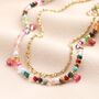 Stainless Steel Double Layer Beaded Necklace In Gold, thumbnail 2 of 4
