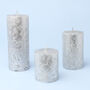 G Decor Adeline Silver Metallic Textured Pillar Candle, thumbnail 6 of 7