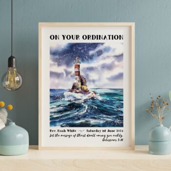 Personalised Ordination Lighthouse Print, Ordination Gift, 6 of 9